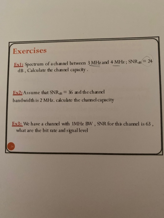 Solved Exercises Exl: Spectrum Of A Channel Between 3 MHz | Chegg.com