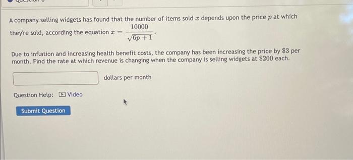 Solved A company selling widgets has found that the number | Chegg.com