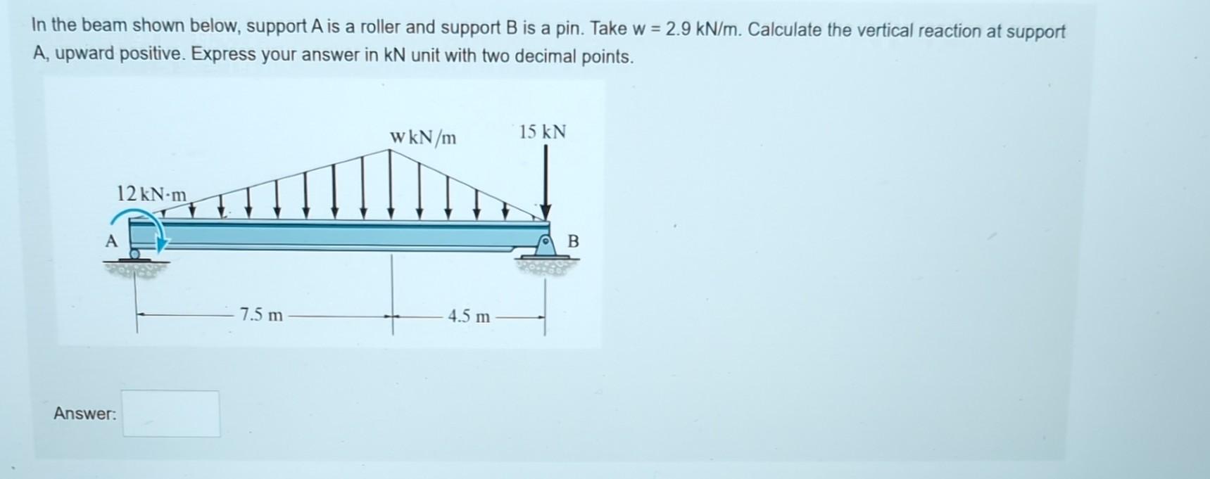 Solved In the beam shown below, support A is a roller and | Chegg.com