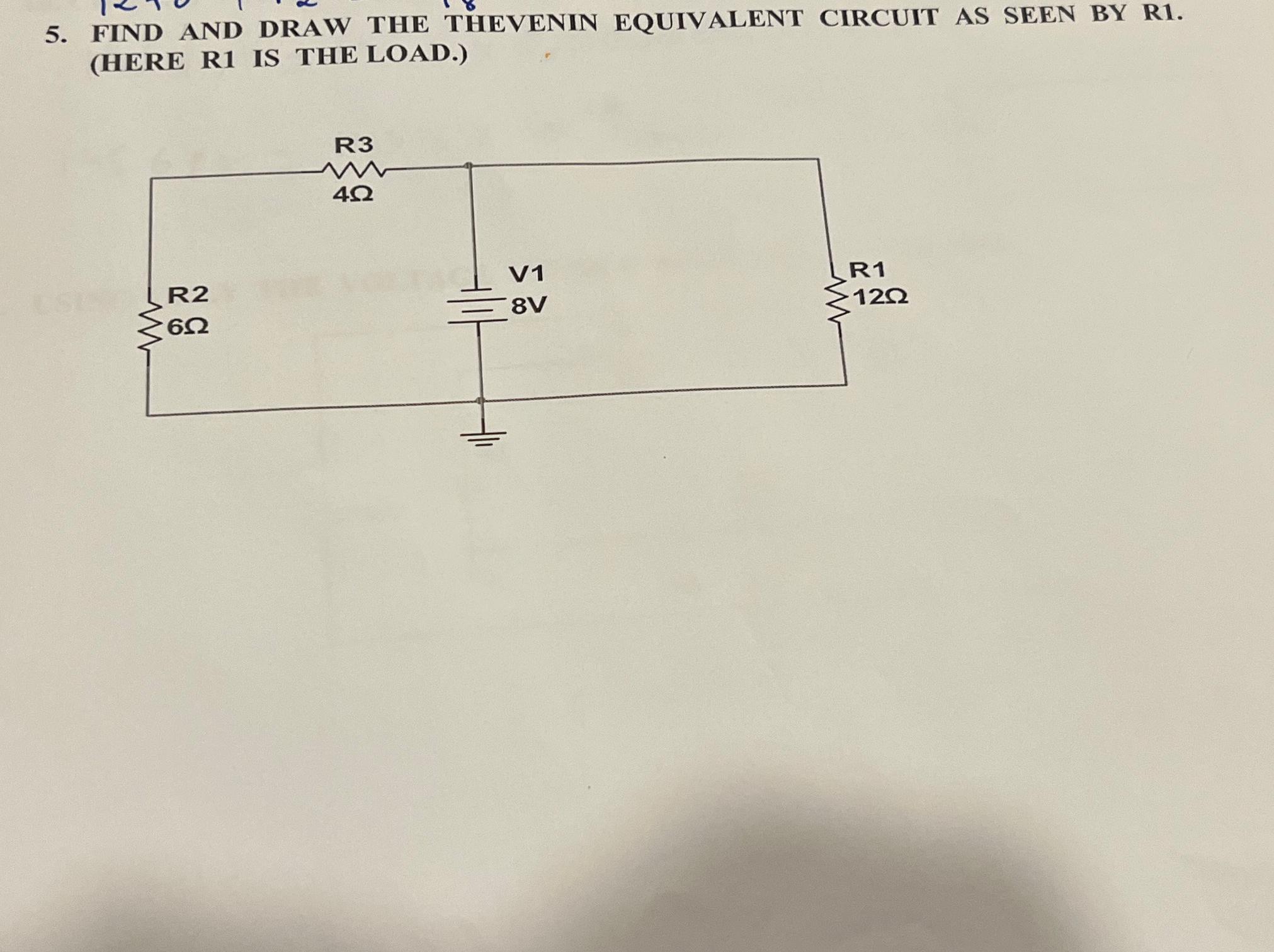 Solved FIND AND DRAW THE THEVENIN EQUIVALENT CIRCUIT AS SEEN | Chegg.com