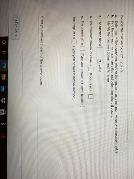 Solved Consider the function f(x) = 2x2 - 20x - 5 a. | Chegg.com