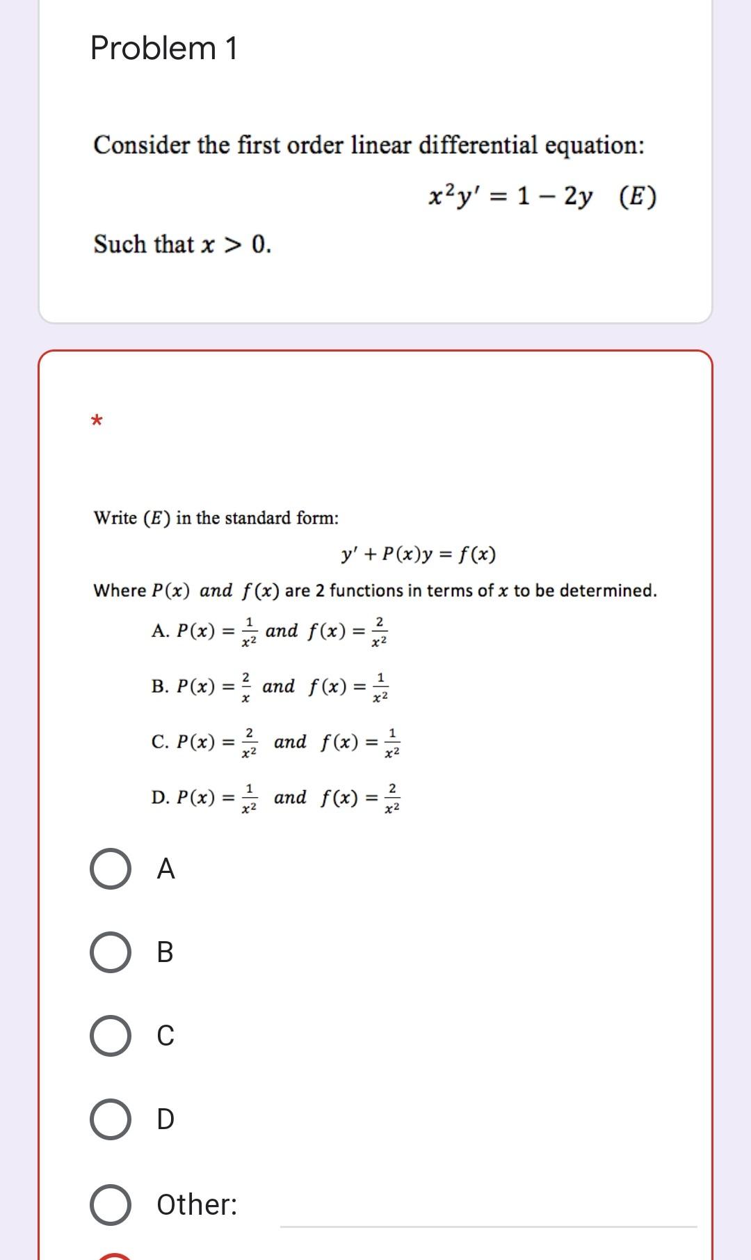 Solved Problem 1 Consider the first order linear | Chegg.com