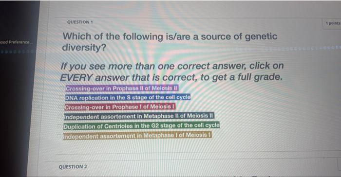 Solved Which of the following is/are a source of genetic | Chegg.com