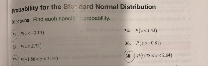 Solved Probability For The Standard Normal Distribution | Chegg.com