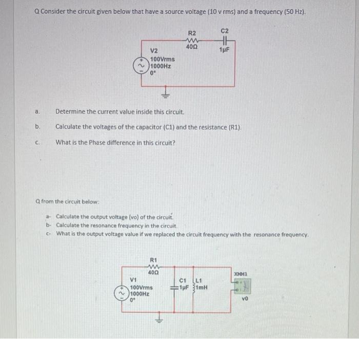 Solved Q Consider the circuit given below that have a source | Chegg.com