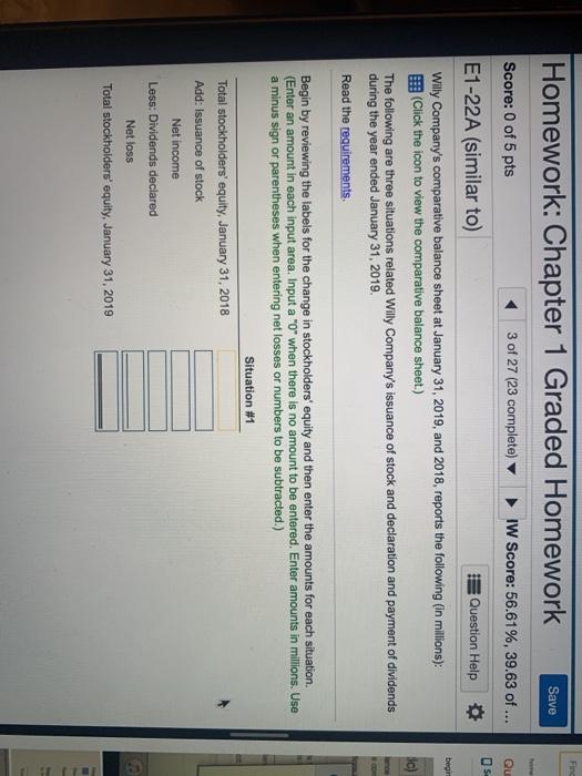 Solved Fing Homework: Chapter 1 Graded Homework Save Score: | Chegg.com