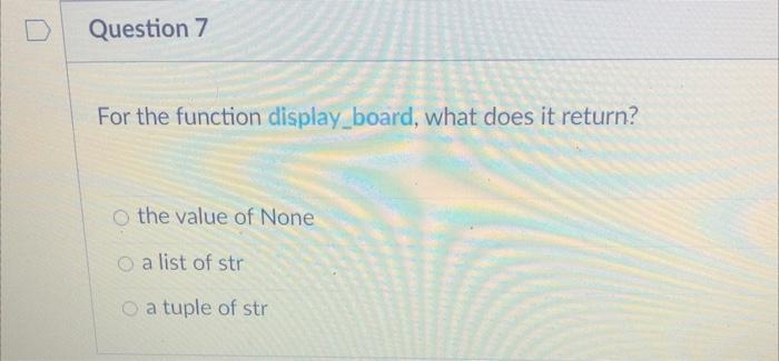 Solved For the function display_instruct, what does it | Chegg.com