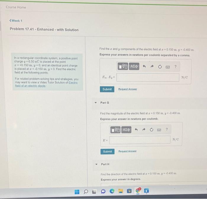 Solved . Find the x and y components of the electric field | Chegg.com