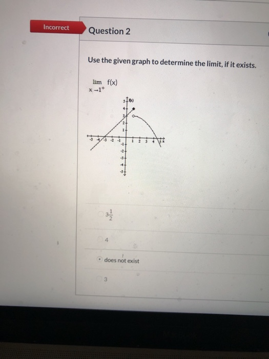 Solved Incorrect Question 2 Use the given graph to determine | Chegg.com