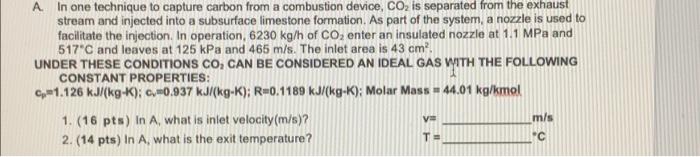 Solved A In one technique to capture carbon from a | Chegg.com