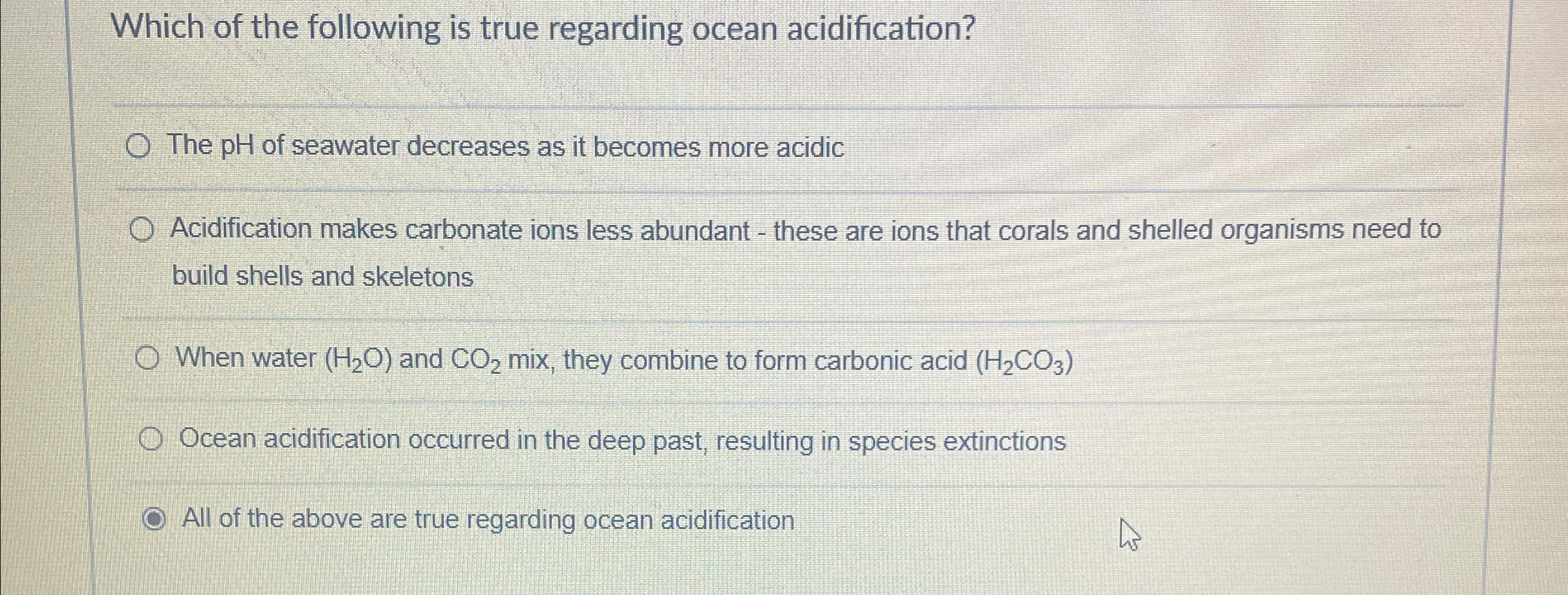 Solved Which of the following is true regarding ocean | Chegg.com