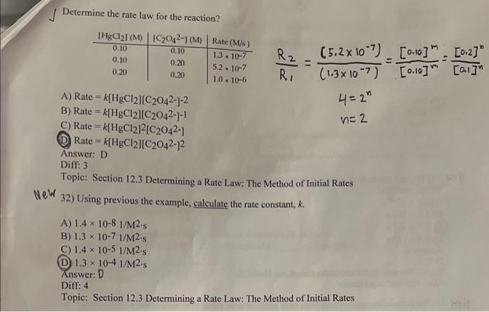 Solved Initial Rates 32) Using previous the example, | Chegg.com
