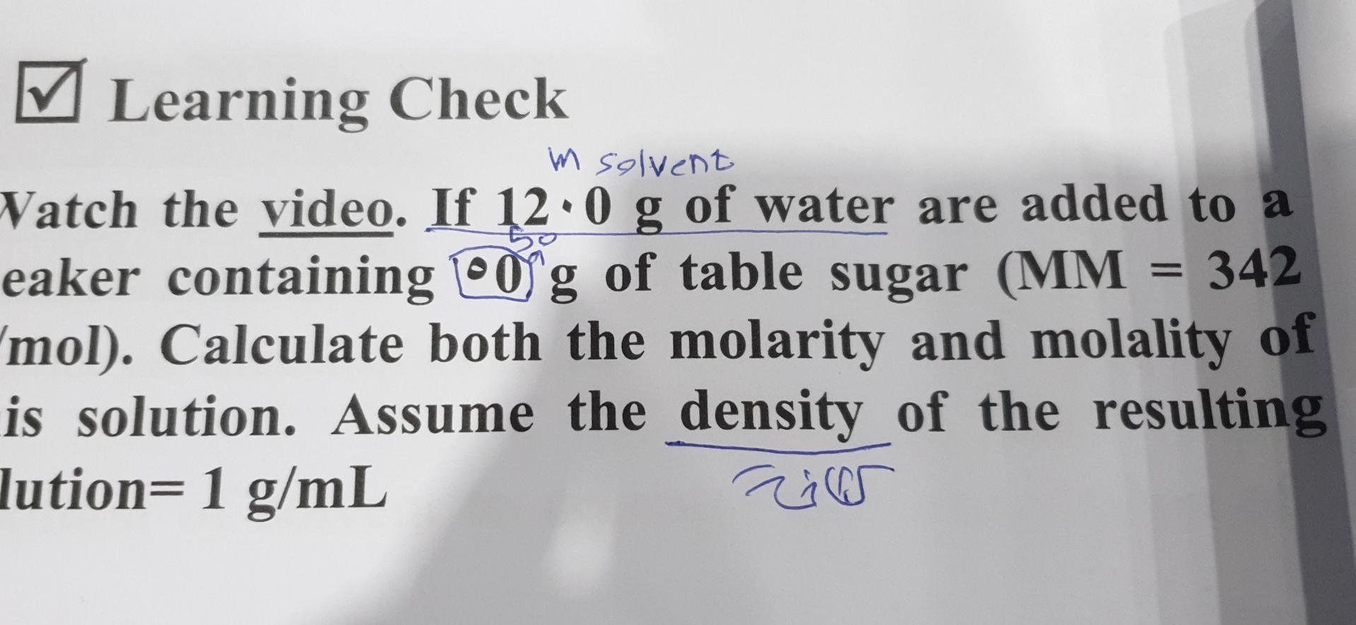 Solved if 12 g of water are added to a beaker containing 50 | Chegg.com