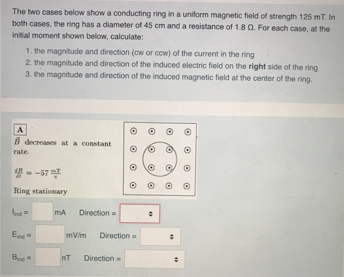 Solved The two cases below show a conducting ring in a | Chegg.com