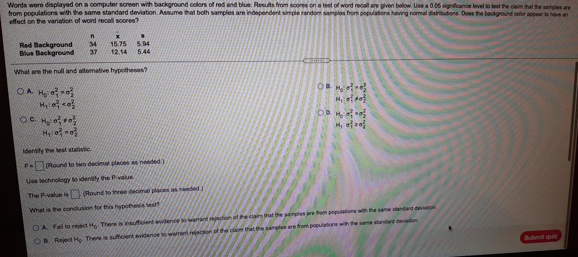 Solved Words were displayed on a computer screen with | Chegg.com