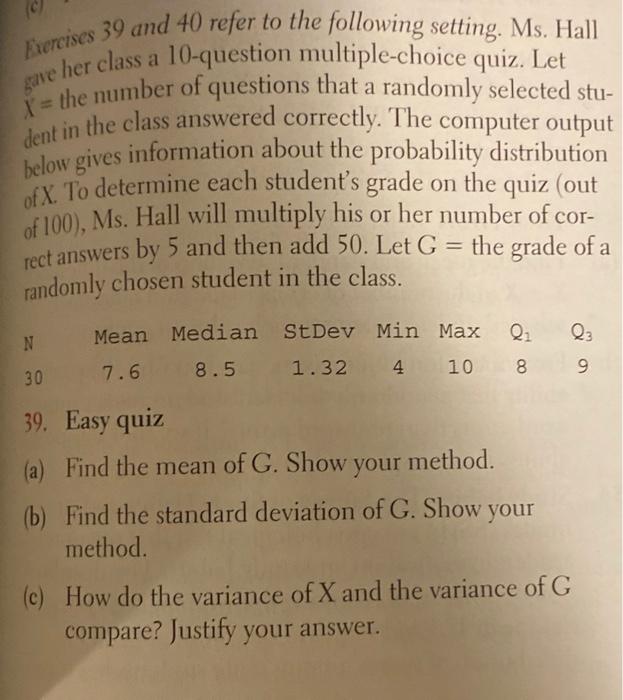 Solved Exercises 39 and 40 refer to the following setting. | Chegg.com