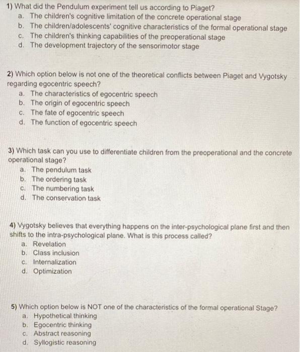 Piaget formal operational outlet stage experiments