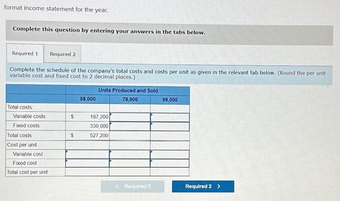 Solved format income statement for the Complete this | Chegg.com