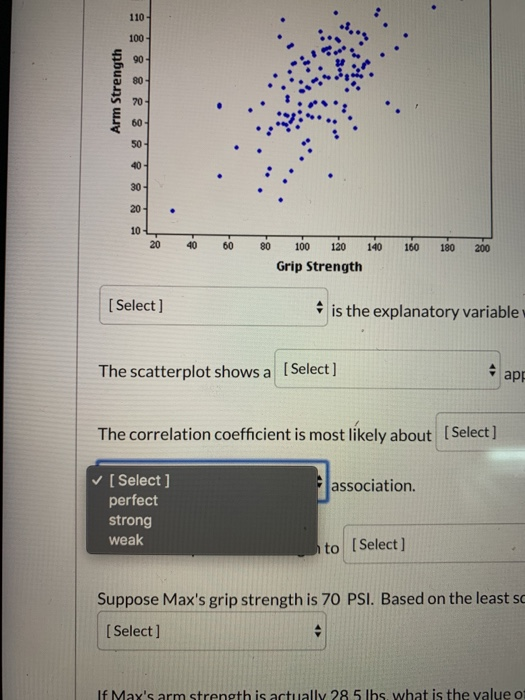 Solved The grip strength (in PSI) and arm strength (in LBS) | Chegg.com