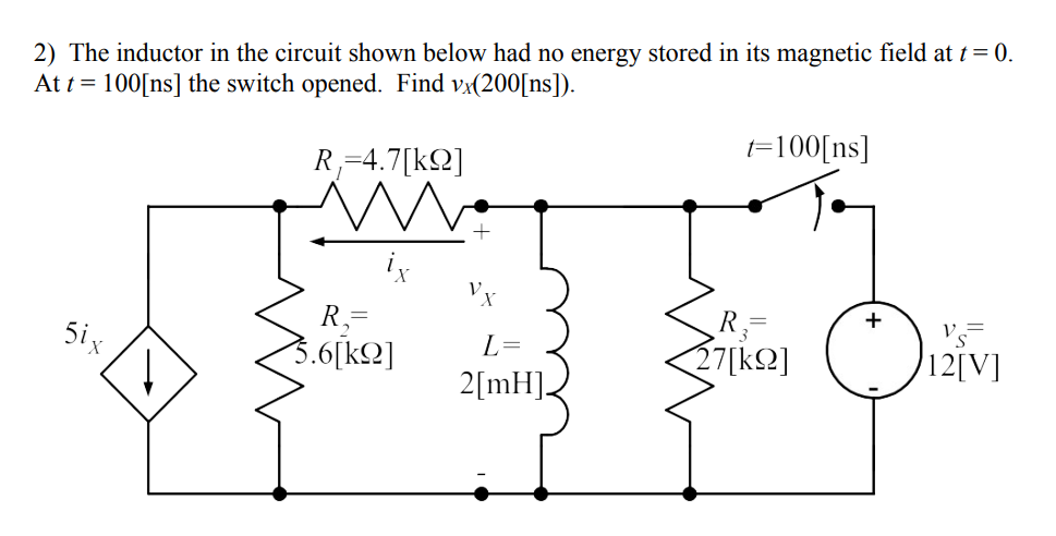 Solved The inductor in the circuit shown below had no energy | Chegg.com