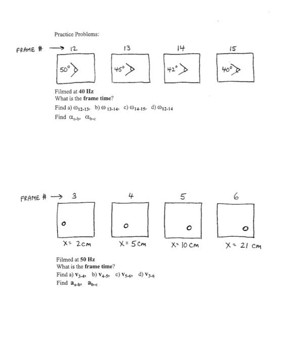 Solved Practice Problems: 12 FRAME # 13 14 15 50 42° | Chegg.com