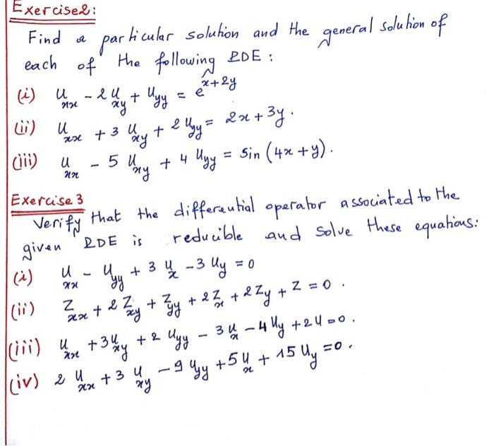 Solved Exercisel: Find a particular solution and the general | Chegg.com