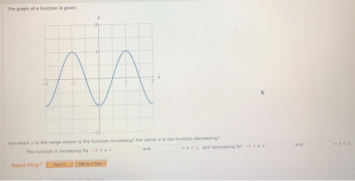Solved For which x in the range shown is the function | Chegg.com