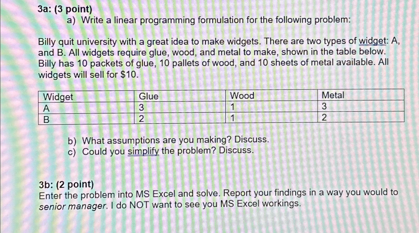 Solved 3a: (3 ﻿point)a) ﻿Write a linear programming | Chegg.com
