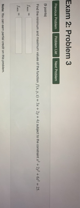 Solved Exam 2: Problem 3 Previous Problem Problem List Next | Chegg.com