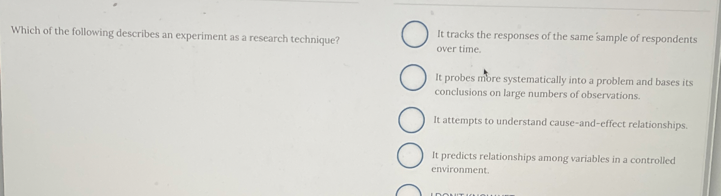 Solved Which of the following describes an experiment as a | Chegg.com