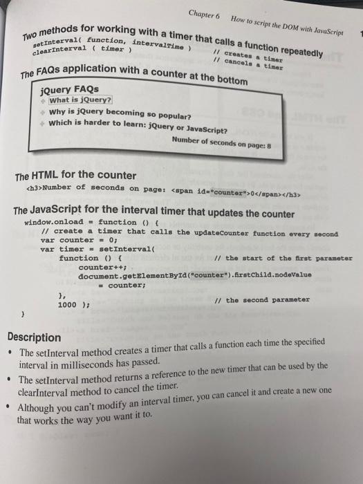 Chapter 6 How to script the DOM with JavaScript Two | Chegg.com