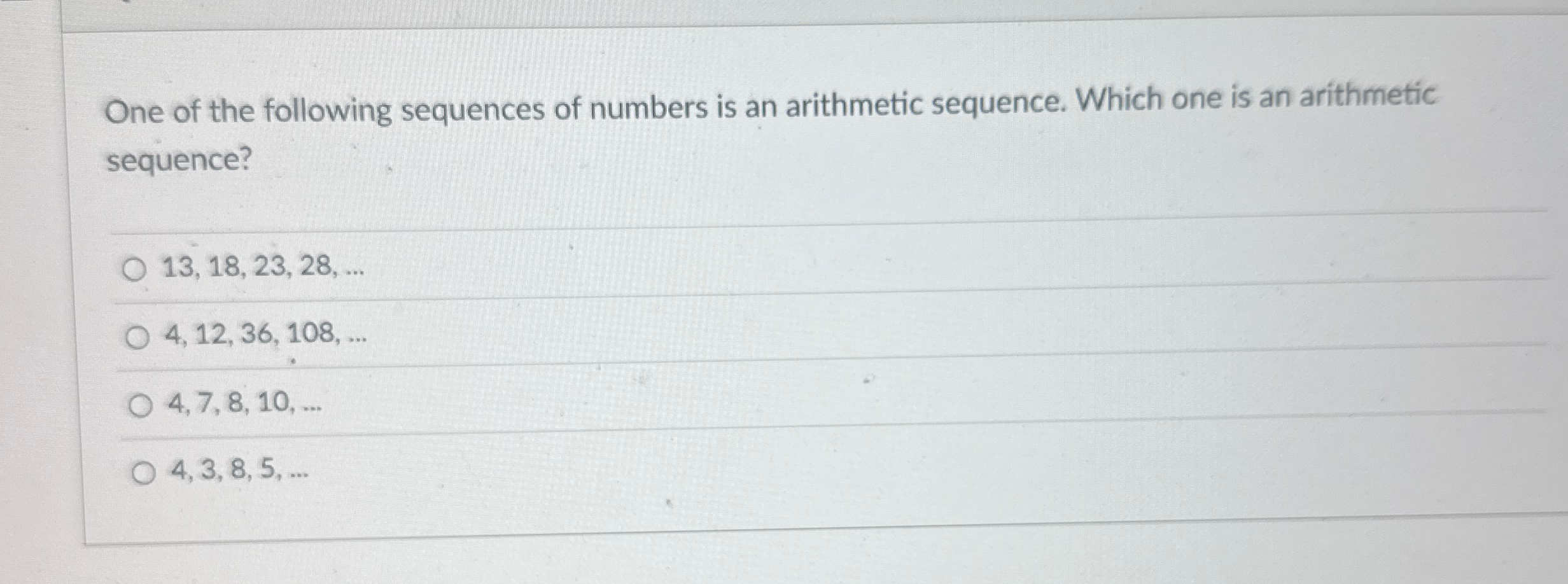 Solved One of the following sequences of numbers is an | Chegg.com