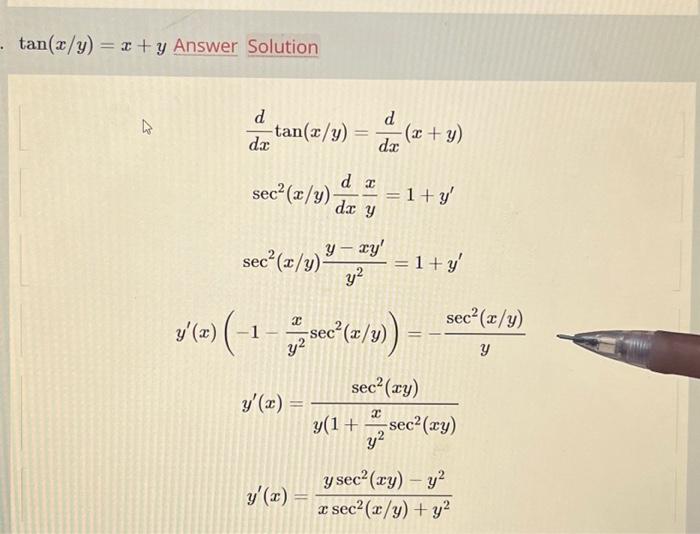 Solved hey can you please explain how we got sec^2 on both | Chegg.com