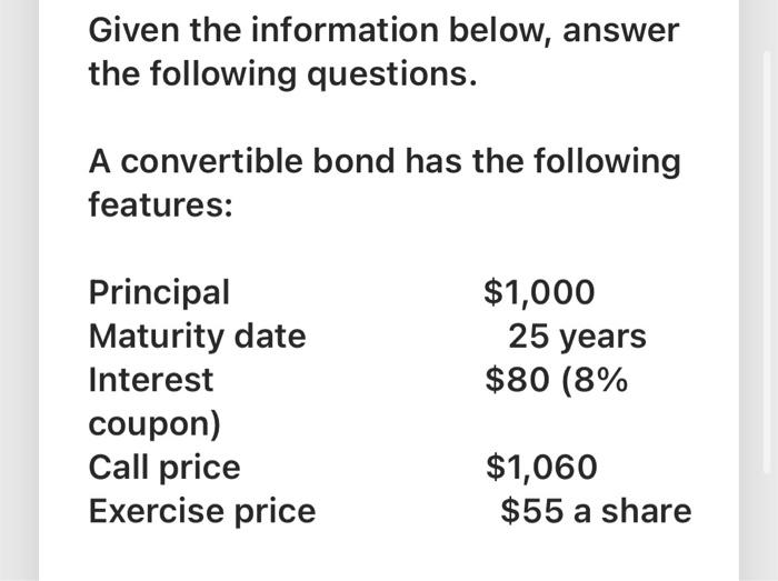 Given The Information Below, Answer The Following | Chegg.com