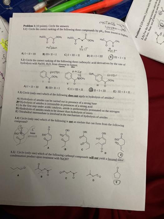 Solved Problem 2 (20 points, 2 points to P 2.1) For the | Chegg.com