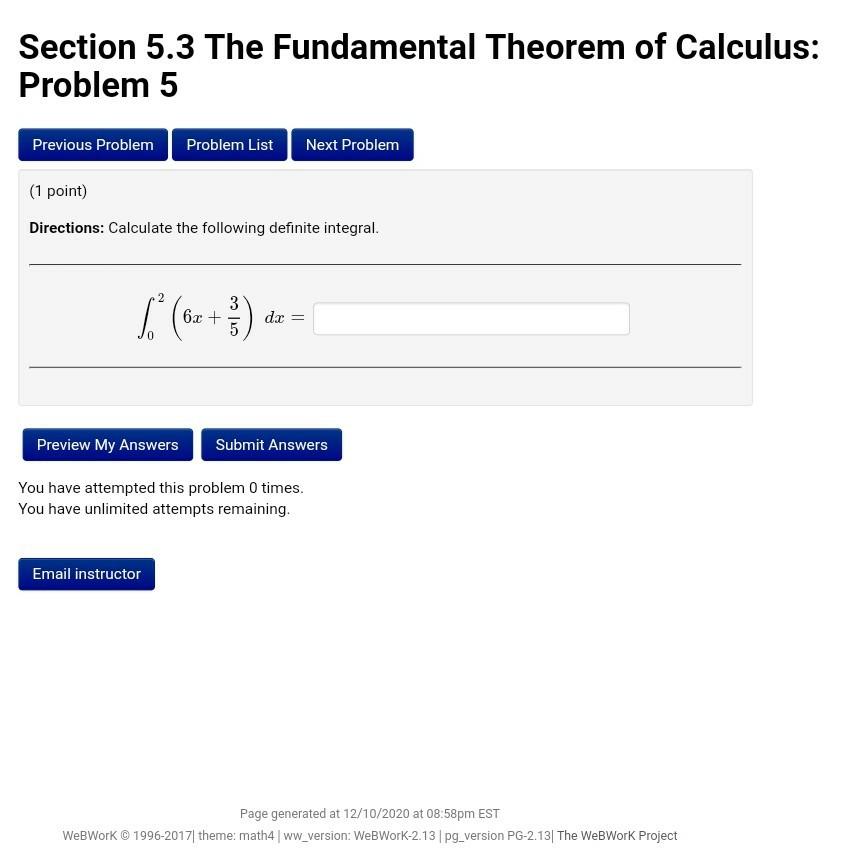Solved Section 5 3 The Fundamental Theorem Of Calculus P Chegg Com