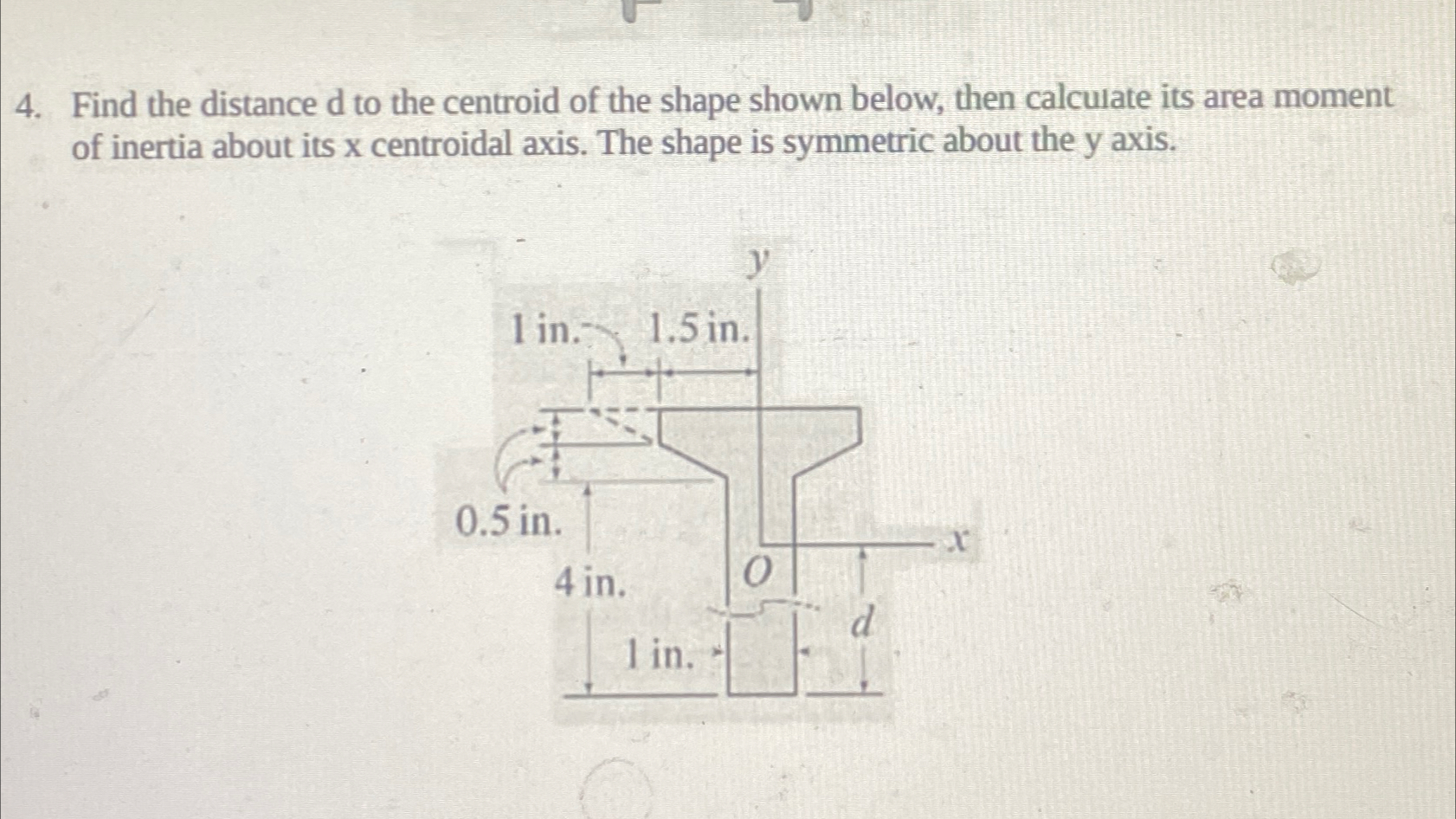 Solved Find the distance d ﻿to the centroid of the shape | Chegg.com