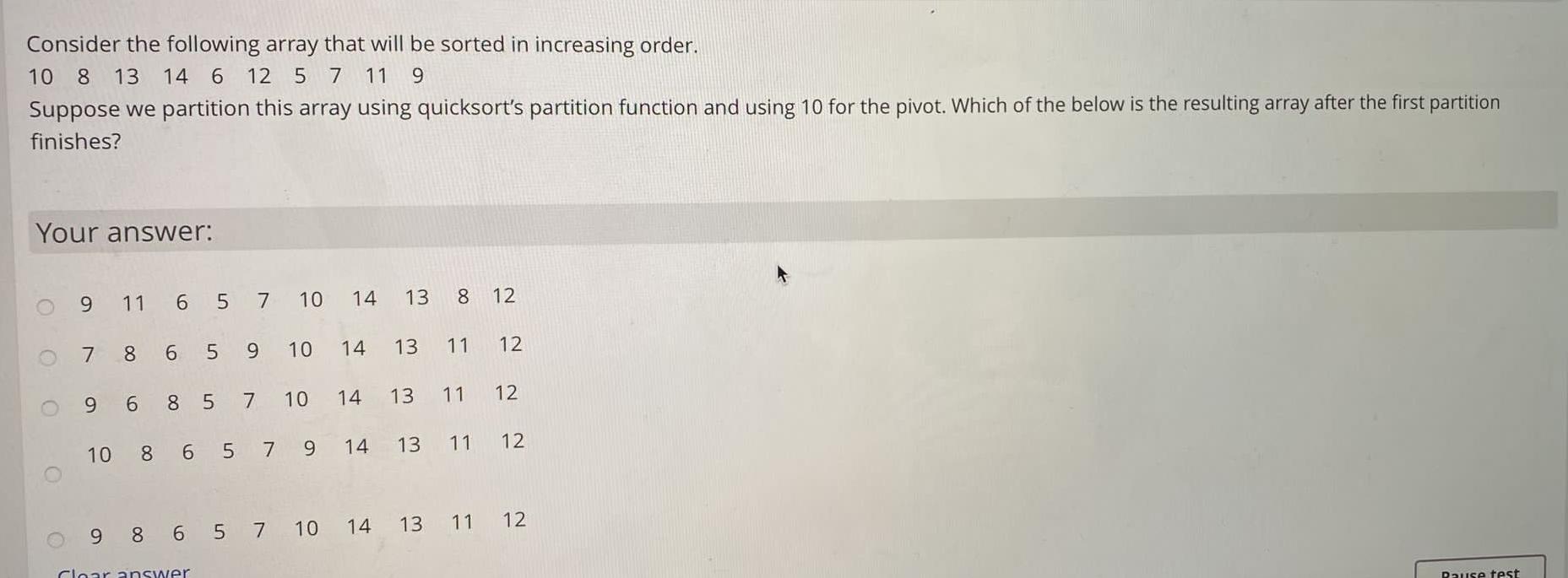 Solved Consider The Following Array That Will Be Sorted In | Chegg.com