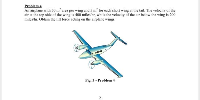 Solved Problem 4 An airplane with 50 m2 area per wing and 5