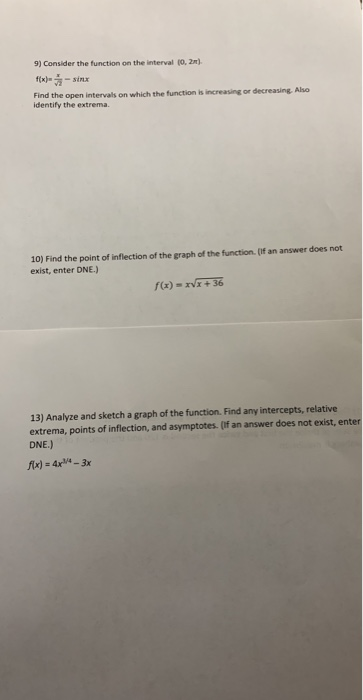 Solved 9) Consider the function on the interval (0,2x) | Chegg.com