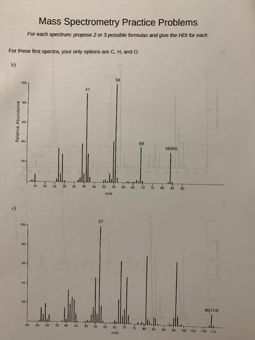 Solved Mass Spectrometry Practice Problems For each | Chegg.com