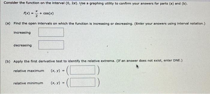 Solved Consider the function on the interval (0,2π). Use a | Chegg.com