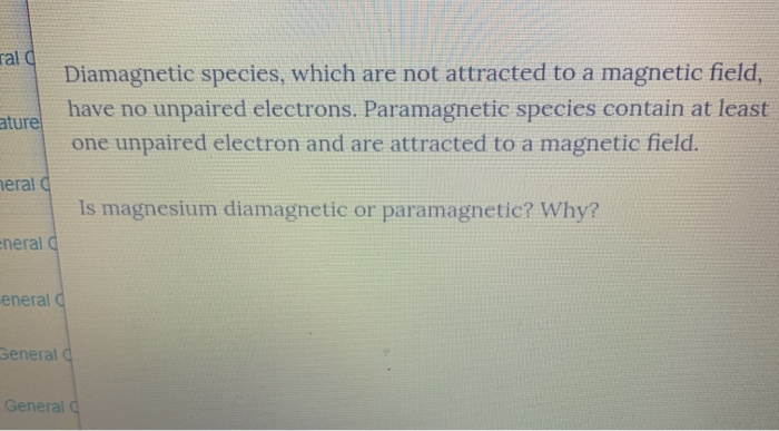 Is Magnesium Diamagnetic Or Paramagnetic? Why?