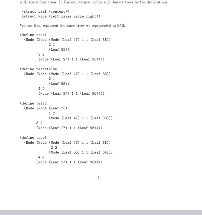with size information. In Racket, we may define such | Chegg.com