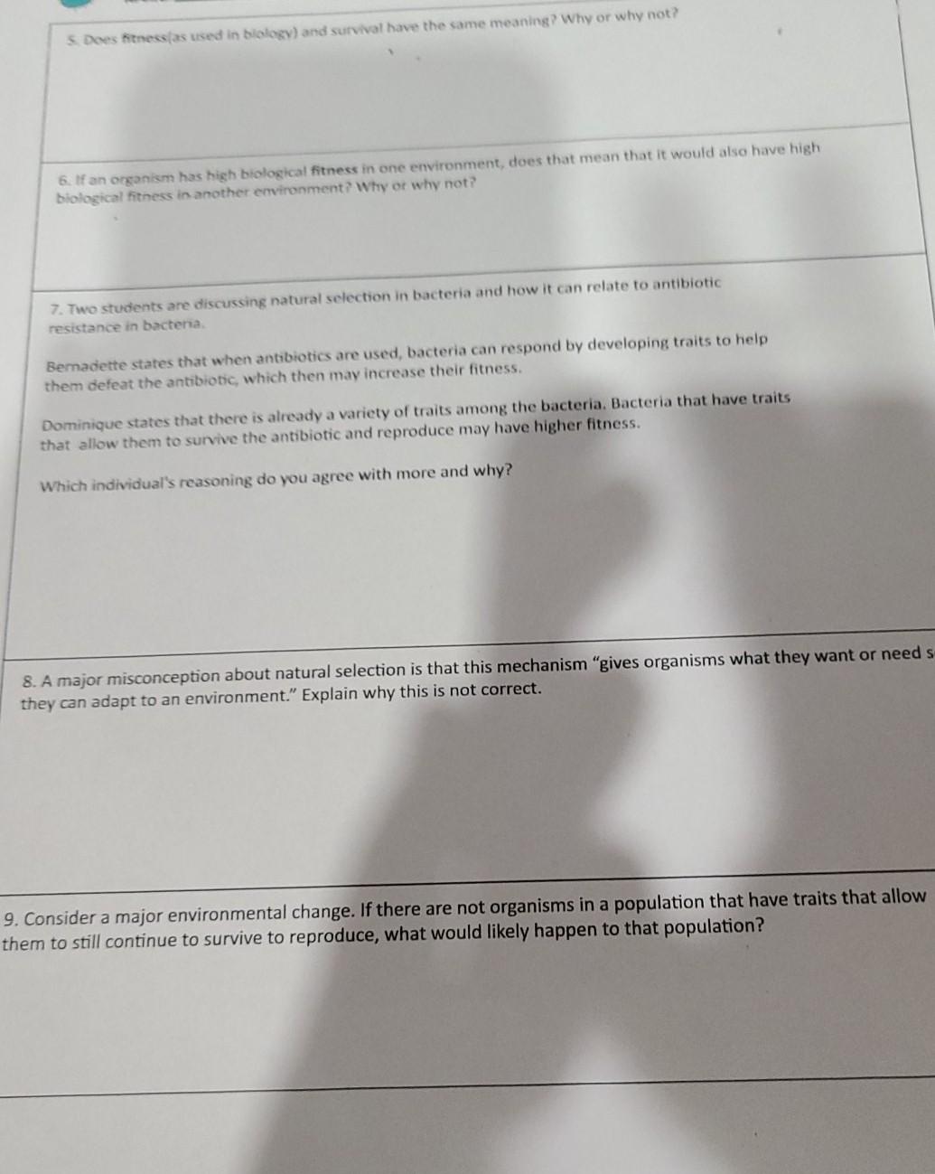 Solved Does Fitnessias Used In Biology And Survival Have Chegg