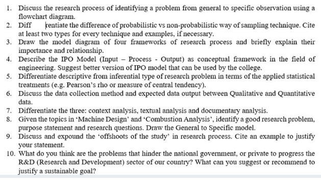 Solved 1. Discuss the research process of identifying a | Chegg.com