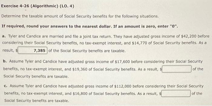 Solved Exercise 4-26 (Algorithmic) (LO. 4) Determine the