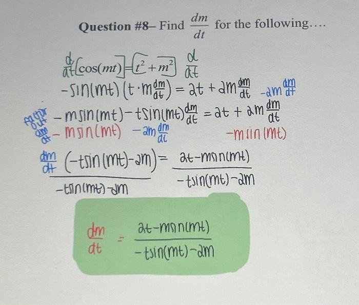 Solved Check my work FOR ALL OF THE derivatives and dy/dx | Chegg.com