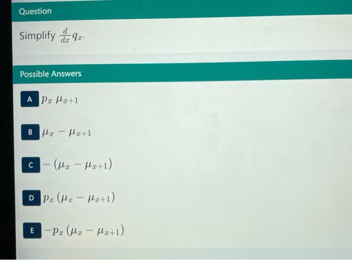 Solved lify dxdqx pxμx+1 μx−μx+1 −(μx−μx+1) px(μx−μx+1) | Chegg.com