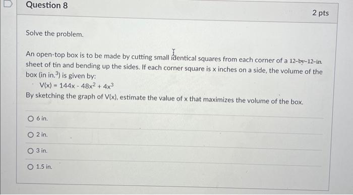 Solved Solve the problem. An open-top box is to be made by | Chegg.com